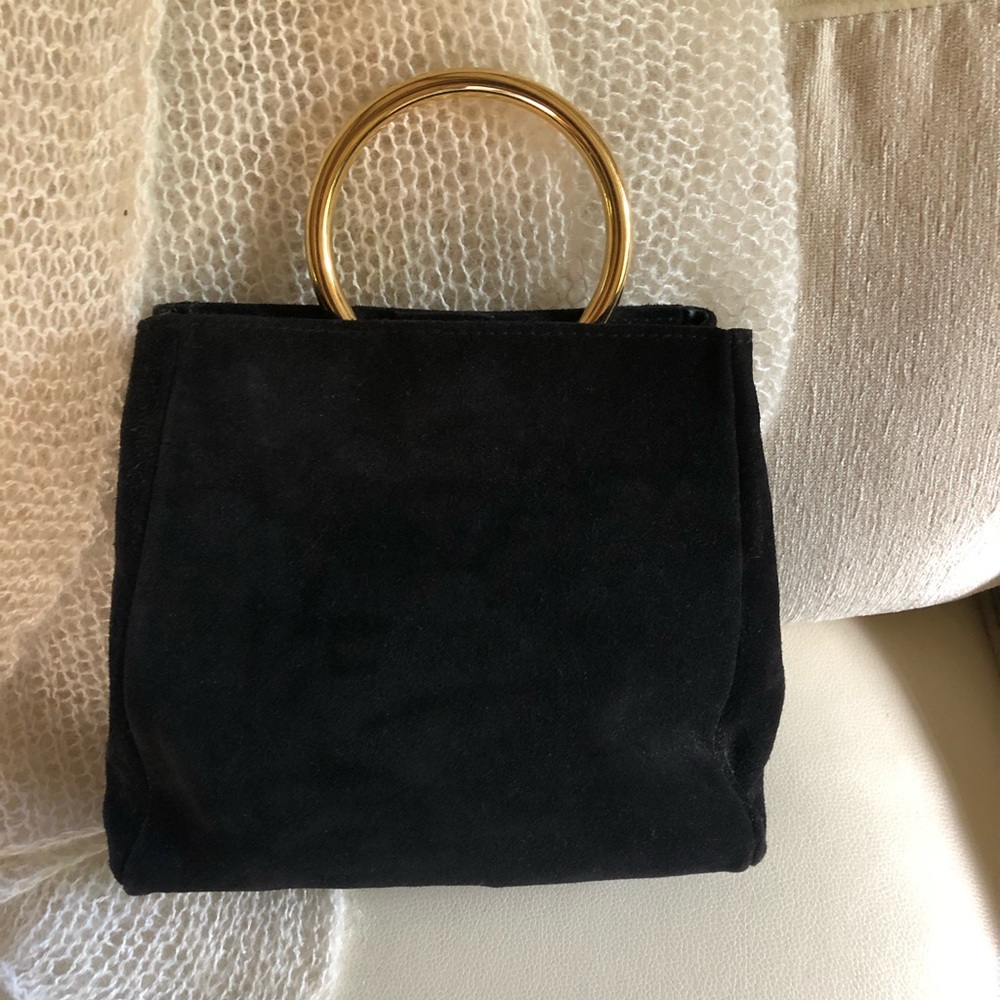 Barney’s New York mini black suede tote